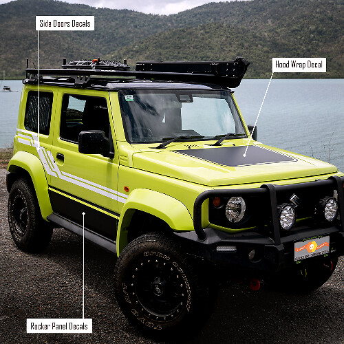 Kit of Rocker Panel Side Doors and Bonnet decals stickers graphics for Suzuki JIMNY
