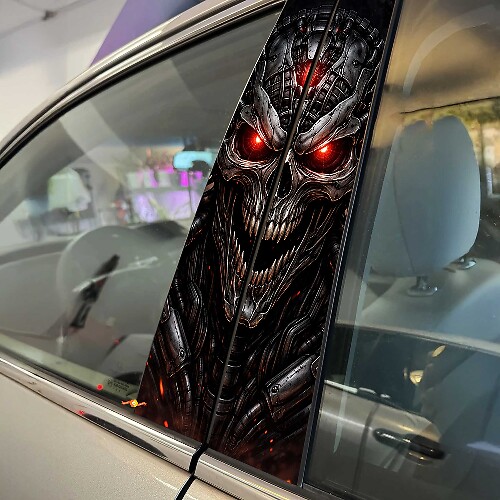 Bio-Mechanical Face Pillar Doors Vinyl Decal Sticker 1