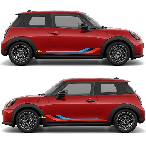 M colours Side Doors Bonnet and Bumper Stripes Graphics Decal Sticker for Mini Cooper