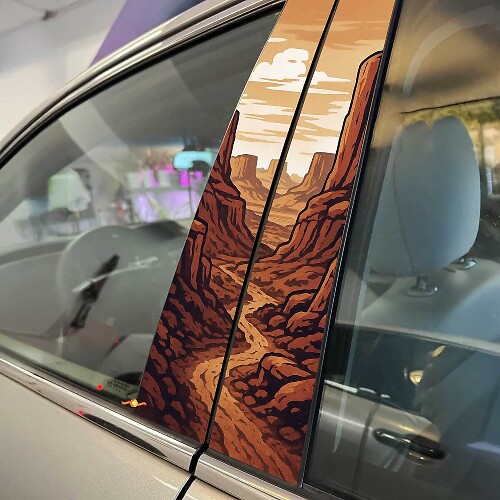 Desert Canyon Landscape Pillar Doors Vinyl Decal Sticker 1