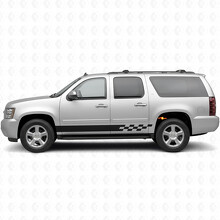 Checkered Lightning Door & Rocker Panel Vinyl Stripes for Chevrolet Suburban GMT900 2007-2014_2