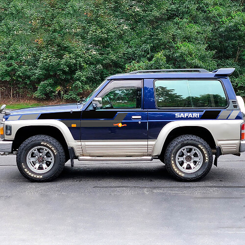 Autocollant vinyle décoratif à rayures bloc de couleur pour portes latérales et ailes Safari pour Nissan Patrol 1