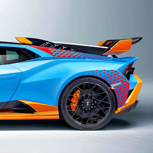 Checkered Racing Rear Fender Vinyl Decal Kit for Lamborghini Huracan STO_1