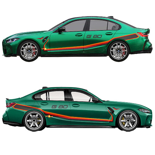 M Performance G80 Rear Side Doors Stripes Vinyl Decal for BMW M3 G80 1