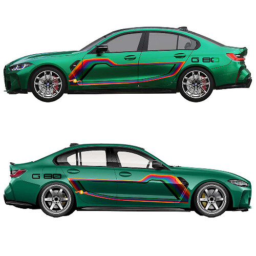 M Performance G80 Racing Graphic Stripes Doors Vinyl Decal for BMW M3 G80 1