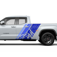 Vintage Mountains Topographic Style Stripes Rear Door Side Vinyl Stickers Decal For Toyota Tundra CrewMax 3