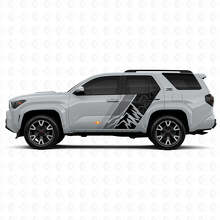 Vintage Mountains Topographic Style Stripes Rear Door Side Vinyl Stickers Decal For Toyota 4Runner 6th Gen 3