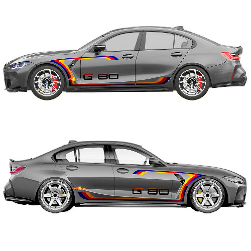 M Performance Side Doors Stripes Fender Vinyl Decal 2 for BMW M3 G80