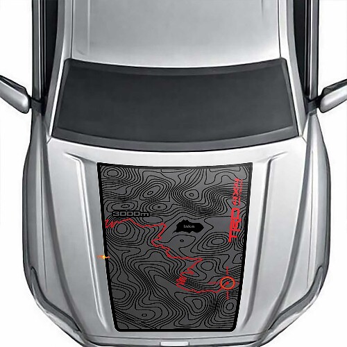 Blackout Topographic Map Adventure trip TRD 4x4 Off Road Vinyl Bonnet Decal Sticker for Toyota Tacoma 2024 and up