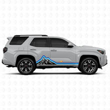 Mountains Vintage Style Stripes Graphic Rocker Panel Door Side Vinyl Stickers Decal For Toyota 4Runner 6th Gen 4
