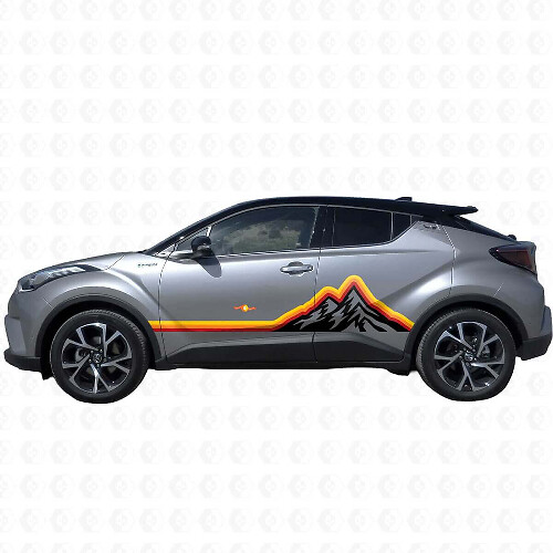 Mountains Vintage Style Graphic Side Stripes Vinyl Stickers Decal For Toyota C-HR 2014 1