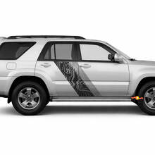 Topographic Map Style Twin Stripes Side Vinyl Stickers Decal For Toyota 4Runner 2002-2009 3