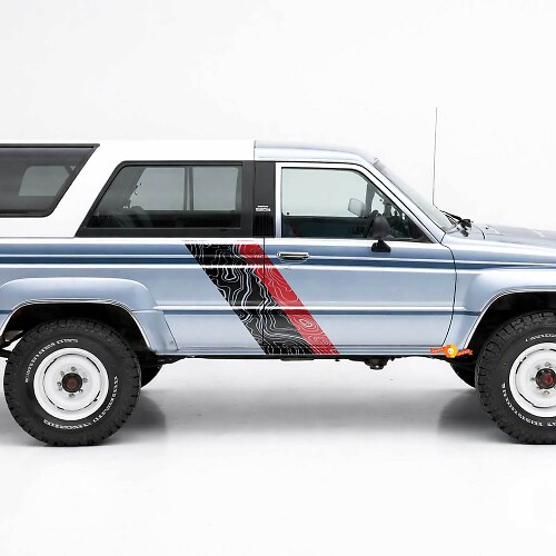 Topographic Map Style Twin Stripes Side Vinyl Stickers Decal For Toyota 4Runner 1984-1989