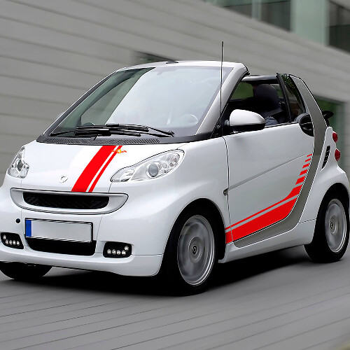 Racing Stripes Bonnet Side Vinyl Decal Sticker Kit For Smart 1