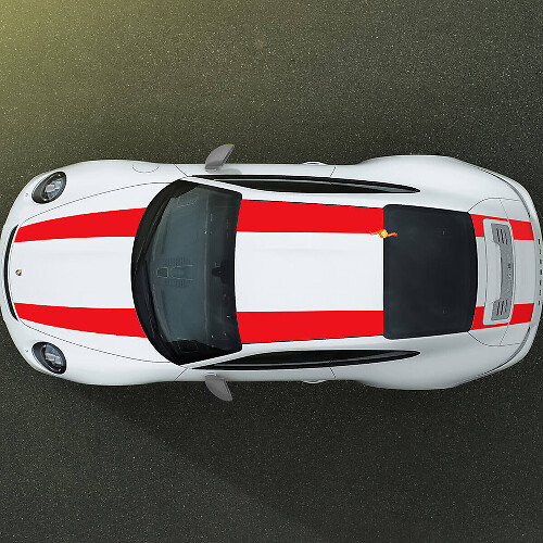 Wide Double Racing Stripes Hood Roof Trunk Vinyl Decal Kit For Porsche 911R_1