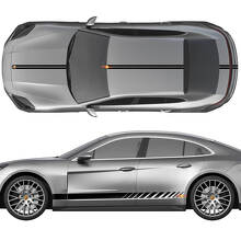 Kit d’autocollants en vinyle pour bandes de course sur les côtés, capot, toit et coffre pour Porsche Panamera 3