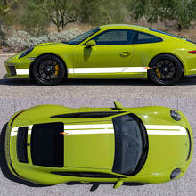 Kit de calcos de vinilo con franjas dobles de competición para los laterales, capó, techo y maletero de Porsche 718 Cayman Boxster 2