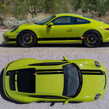 Kit de calcos de vinilo con franjas dobles de competición para los laterales, capó, techo y maletero de Porsche 718 Cayman Boxster 3