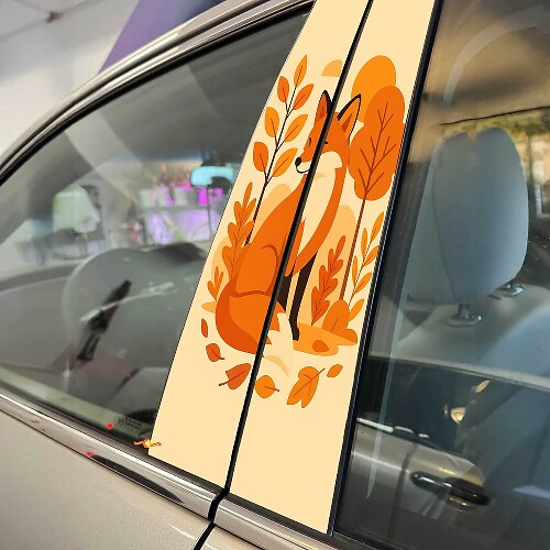 Fox Autumn Forest Style Pillar Doors Vinyl Decal Sticker 1
