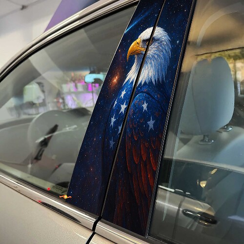 Bald Eagle USA Style Pillar Doors Vinyl Decal Sticker 1