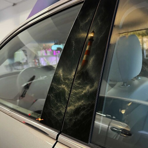 Stormy Sea Lighthouse For Pillar Doors Vinyl Decal Sticker 1