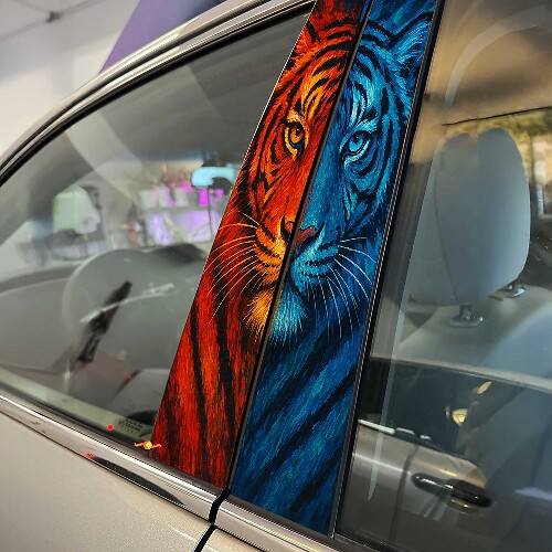 Two Tone Tiger Guise Pillar Doors Vinyl Decal Sticker 1