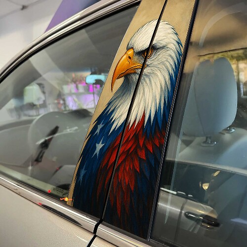 Bald Eagle USA Style Pillar Doors Vinyl Decal Sticker 2 1