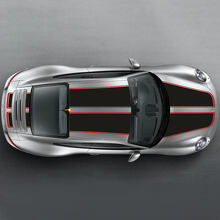 Jeu d'autocollants vinyle à larges bandes doubles de course pour capot, toit et coffre pour Porsche 911 3