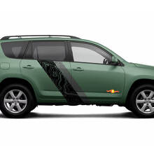 Topographic Map Style Door Side Stripes Vinyl Stickers Decal For Toyota RAV4 2006-2012 2