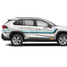 Stripes Doubles Autocollants Vinyle Latéraux De Porte Pour Toyota RAV4 2019-2025 2