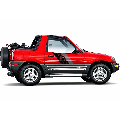 Topographic Map Style Door Side Stripes Vinyl Stickers Decal For Toyota RAV4 1994-2000 1