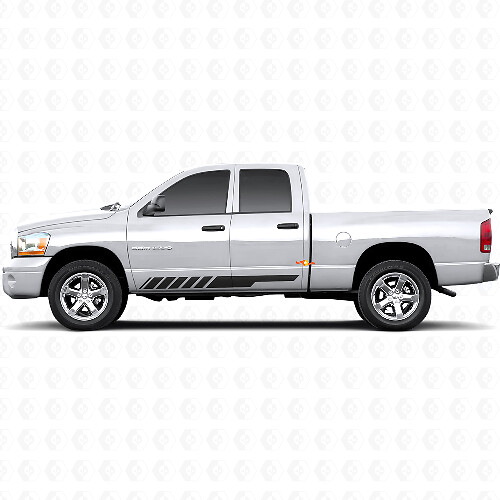 Chequered Stripes Rocker Panel Door Side Vinyl Sticker Decal Graphic for Dodge Ram 1500 2002-2008