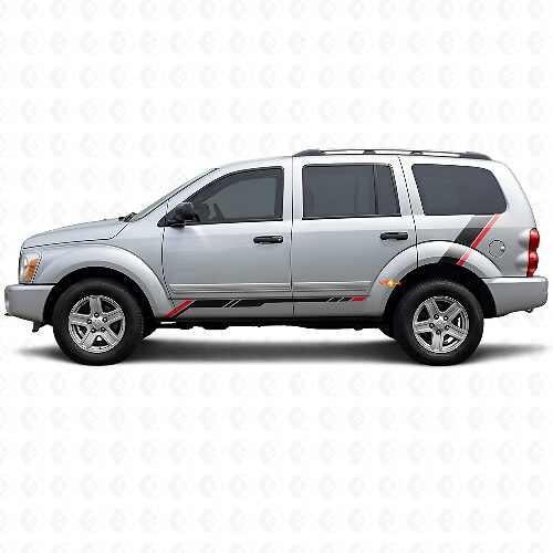 Checkered Stripes Rocker Panel Rear Side Vinyl Sticker Decal for Dodge Durango 2004-2009 1