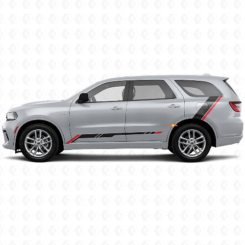 Checkered Stripes Rocker Panel Rear Side Vinyl Sticker Decal for Dodge Durango 2011+ 1