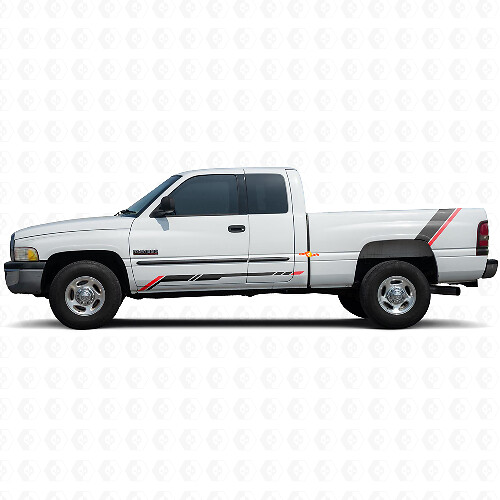 Checkered Stripes Rocker Panel Rear Side Vinyl Sticker Decal for Dodge Ram 1500 1994–2001 1