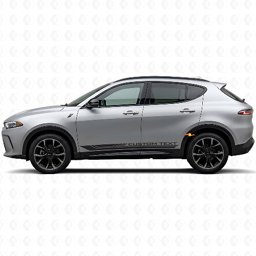 Autocollant vinyle pour bas de caisse avec bandes courbées à damier pour Dodge Hornet 2023+ 1