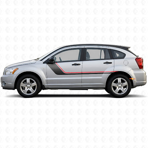 Vinyl Decal with Twin Stripes for Dodge Caliber 2007-2012 on Door Side