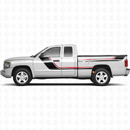 Kit de vinilo lateral con franjas gemelas para Dodge Dakota 2005-2011 1