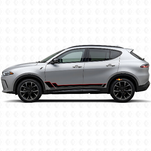 Kit de adhesivos de vinilo con franjas gemelas para panel lateral de Dodge Hornet 2023+ 1