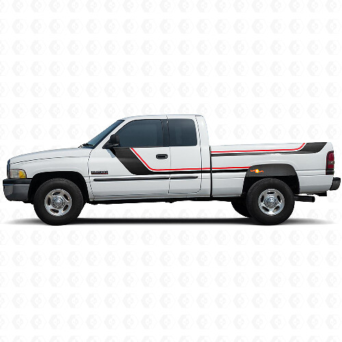 Twin Stripes Door and Rear Side Vinyl Decal Kit for Dodge Ram 1500 1994-2001 1
