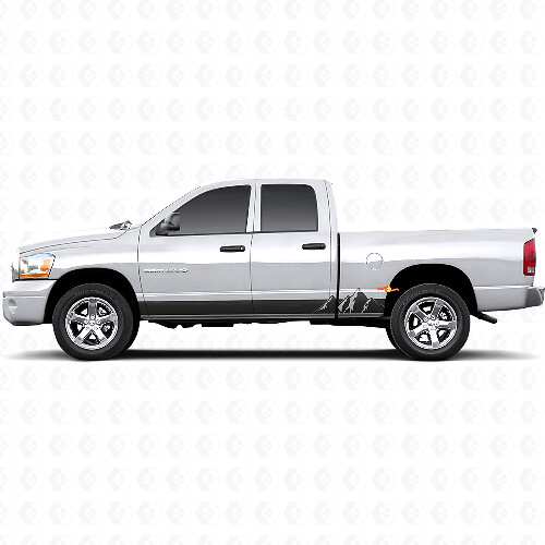 Mountains Wide Stripes Rocker Panel Vinyl Decal for Dodge Ram 1500 2002-2008