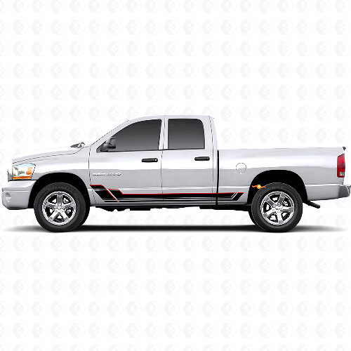 Kit de calcos de vinilo de panel lateral con franjas gemelas para Dodge Ram 1500 2002-2008 1