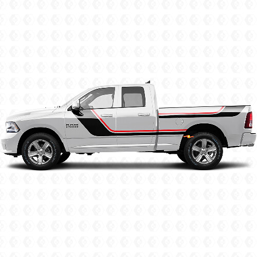 Twin Stripes Door and Rear Side Vinyl Decal Kit for Dodge Ram 1500 2011-2018 1