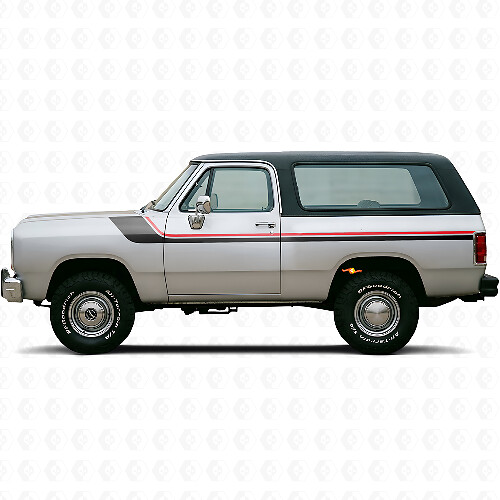 Vinyl Decal with Twin Stripes for Door Side of Dodge Ramcharger 1974-1993 1
