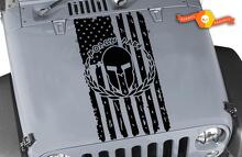 Molon Labe USA Flag Spartan Helmet Hood Vinyl Decal for Jeep Wrangler_2