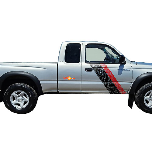 Twin Topografic Stripes Side Vinyl Decal for Toyota Tacoma 1995-2004 1
