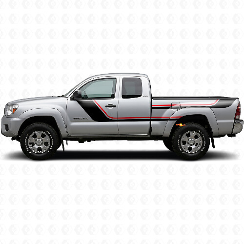 Twin Stripes Door and Rear Side Vinyl Decal Kit for Toyota Tacoma 2004-2015 1