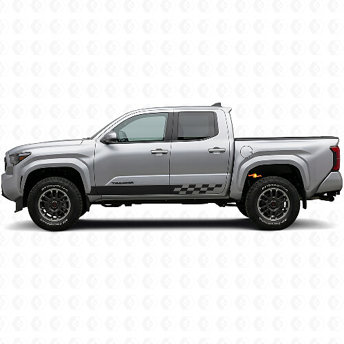 Adhésif en vinyle pour panneau latéral avec rayures à damier pour Toyota Tacoma 2023+ 1
