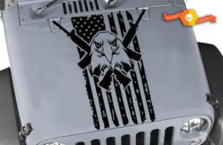 MOLON LABE USA Flag Distressed Bald Eagle Wrangler Vinyl Hood Decal TJ LJ JK