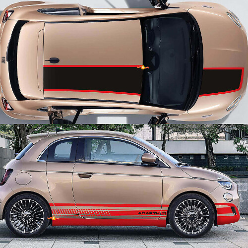 Racing Stripes Bonnet Roof Side Vinyl Decal Kit for Fiat 500 Abarth 1